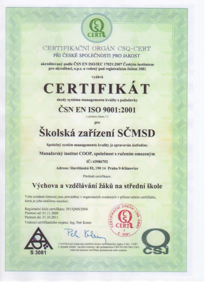 Certifikát 1